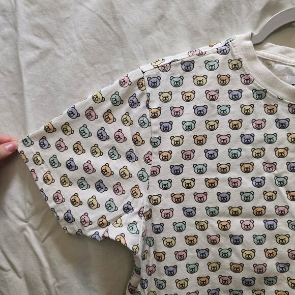 Teddy Fresh pastel rainbow all over bear print crewneck short sleeve shirt small - Picture 4 of 8